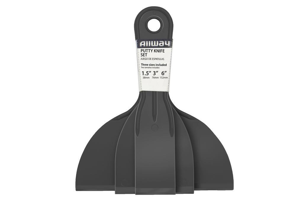 Allway Plastic Drywall Putty Knife Set - 3 Pack (1-1/2", 3", and 6" )