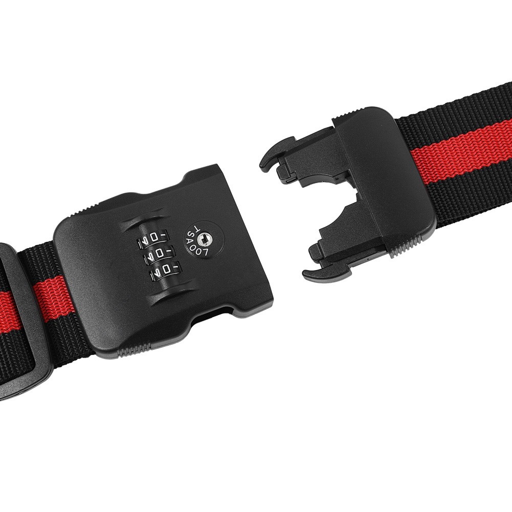 Luggage Strap Cross Travel Suitcase Belt TSA Combination Lock Black Red