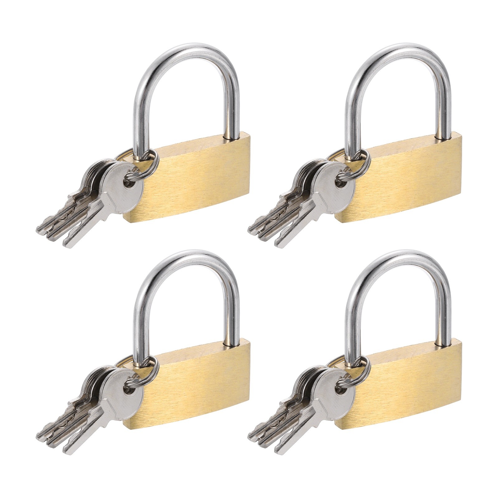 4Pcs Solid Brass Padlock with Key 1-5/8" Wide Body Small Locks Lock