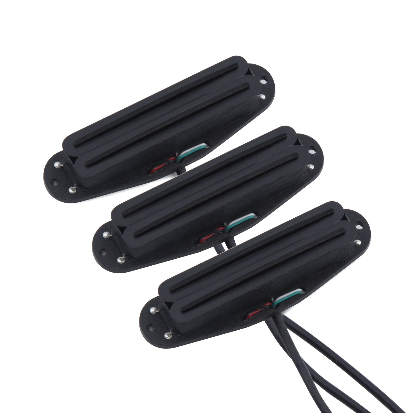 FLEOR SSS ST Full Black Alnico 5 Guitar Dual Rails Neck+Middle+Bridge Pickup Set