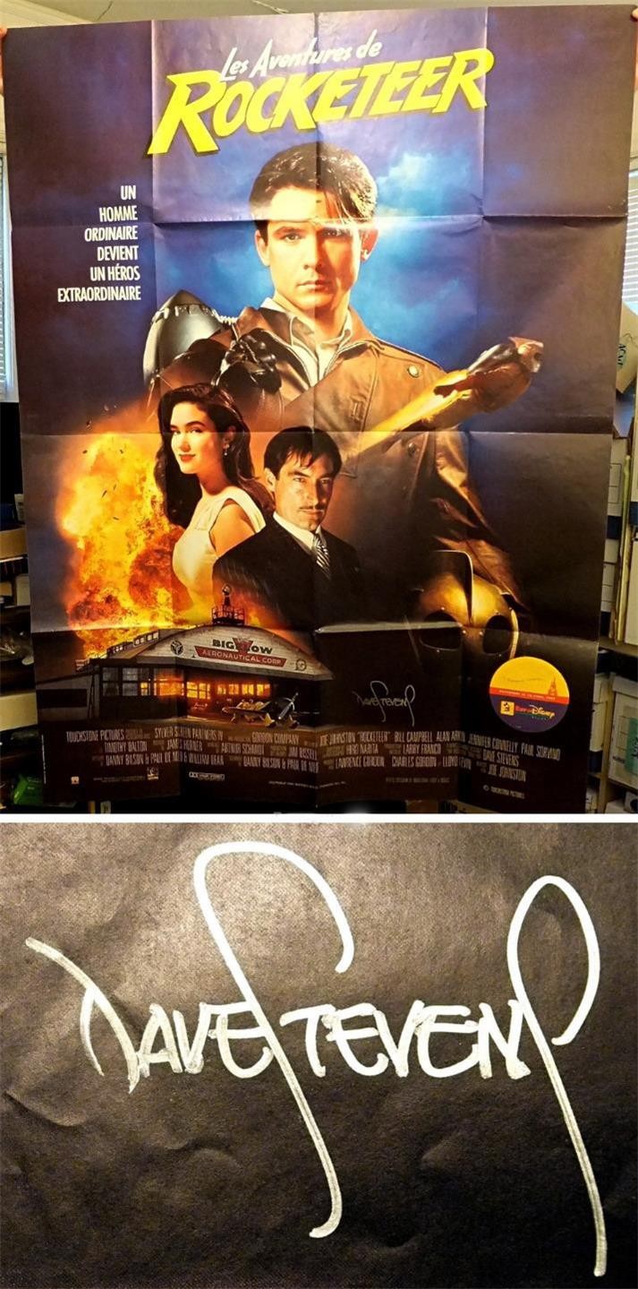THE ROCKETEER MOVIE POSTER French 47"x63" SIGNED BY DAVE STEVENS 1991 DSNEY EURO