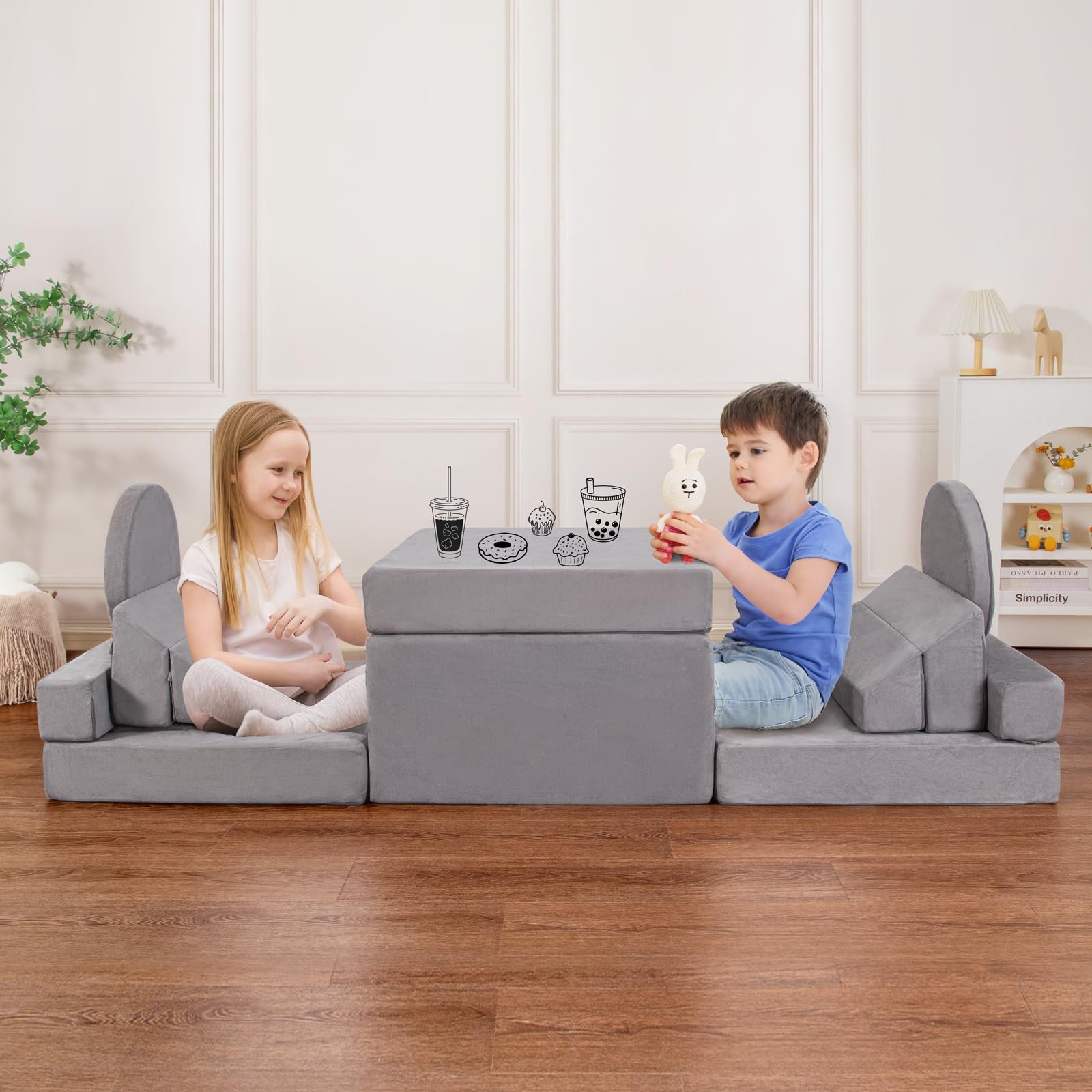 Modular Play Couch 15PCS, Convertible Floor Sofa Set, Foam Play Sofa for Boys...