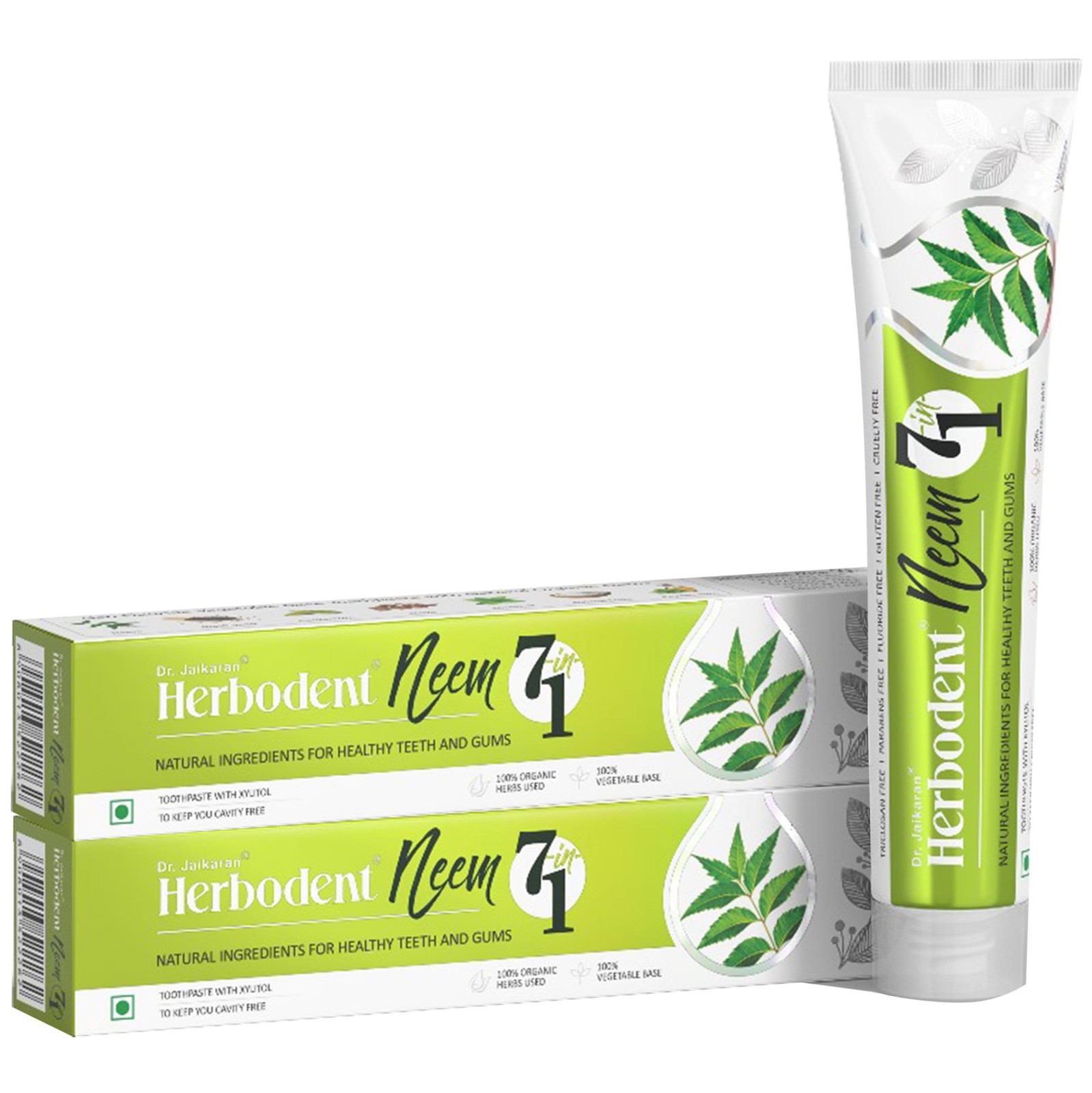 Herbodent® NEEM 7 in 1 Toothpaste- 6.53 Ounce (Pack of 2), Light Green
