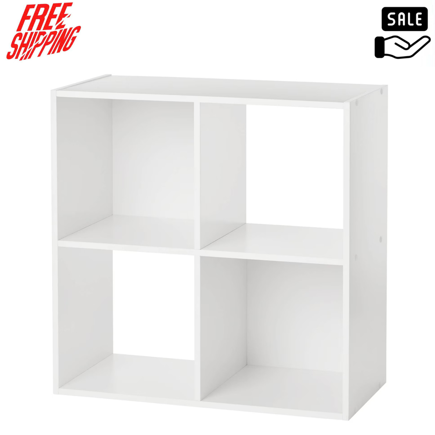 Mainstays 4 Cube Storage Organizer White Shelf Unit Home Furniture