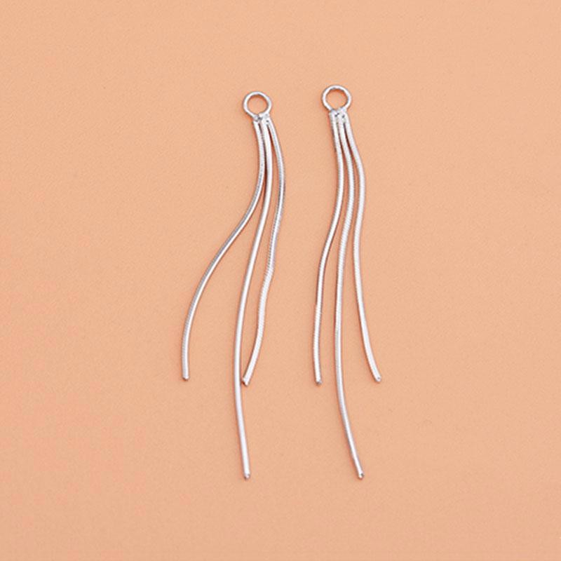 1 Pair Solid Silver Tassel Charm Pendant, S925 Charm Supply YXY02