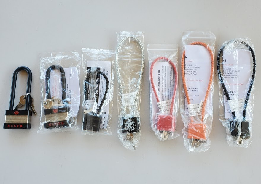 7 NEW FIREARM GUN LOCK LOT WITH KEYS HEAVY DUTY RUGER-SPRINGFIELD ARMORY MASCON