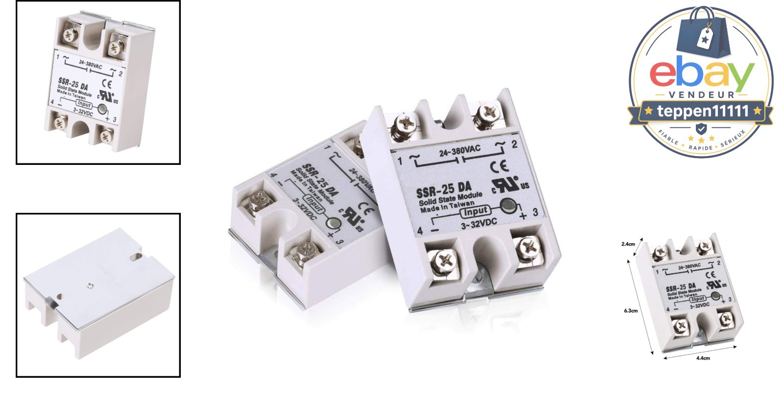 Solid State Relay Module 25A 250V 2pcs SSR-25DA