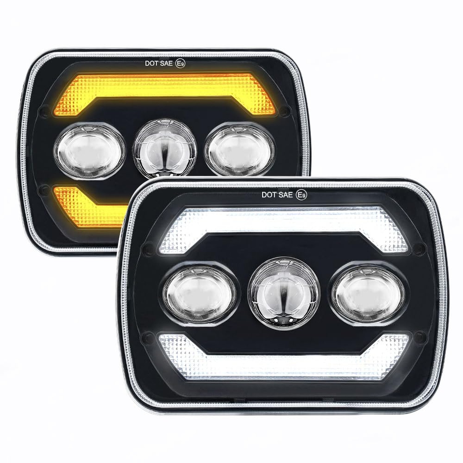 H6054 5x7 7x6 led headlights For Jeep Cherokee XJ Wrangler YJ GMC Chevy Astro...