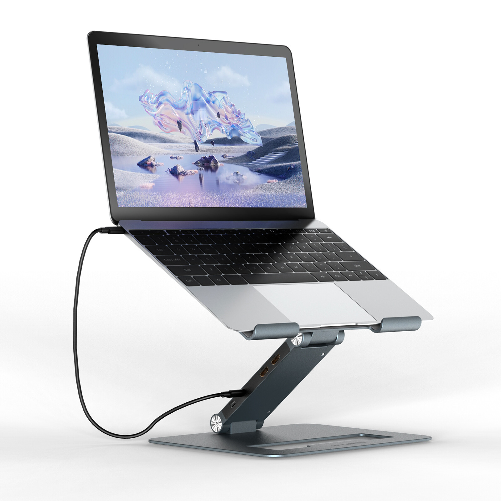 9-in-1 USB C Dock Laptop Stand Computer Riser Dual HDMI RJ45 for 10-17" Notebook