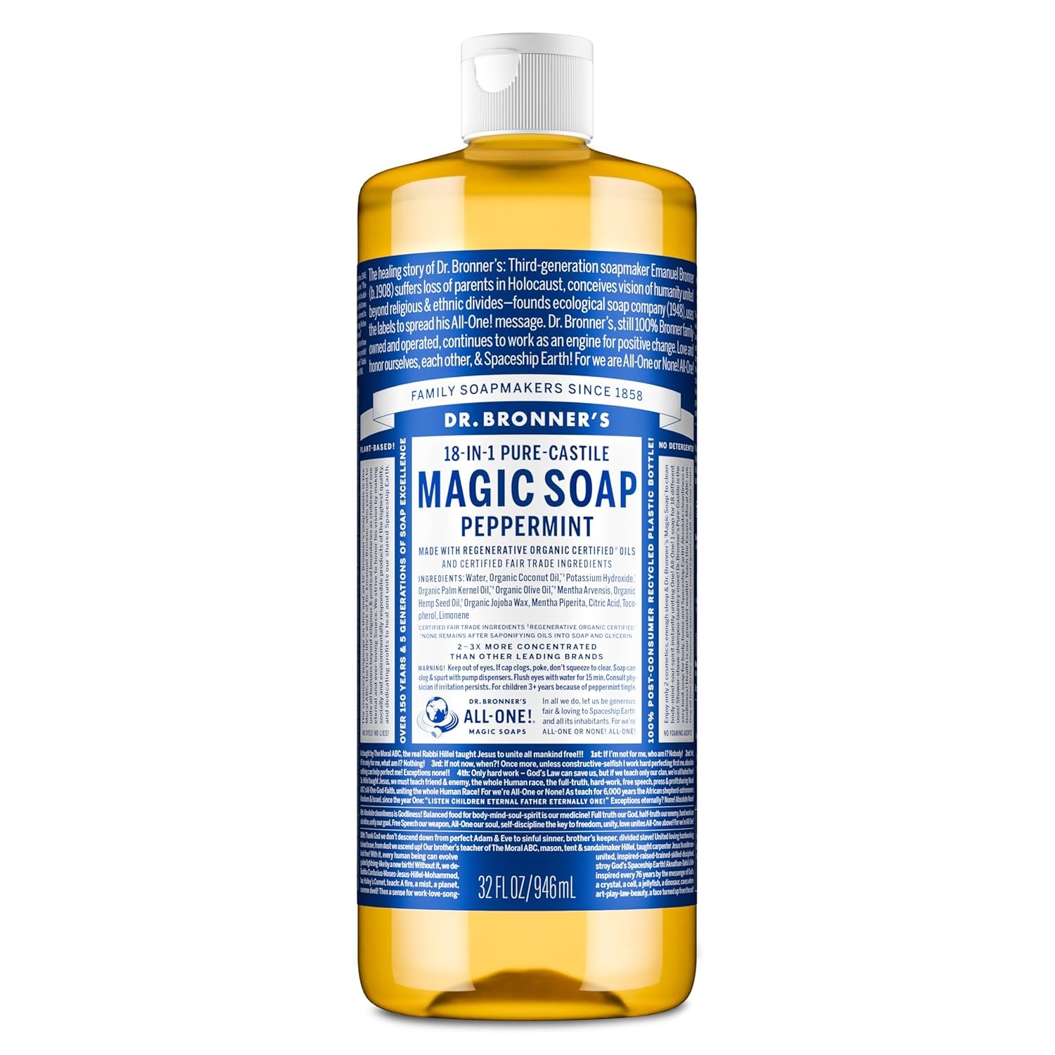 Castile Magic Liquid Soap -Made with Regenerative Organic Certified Oils 18-in-1