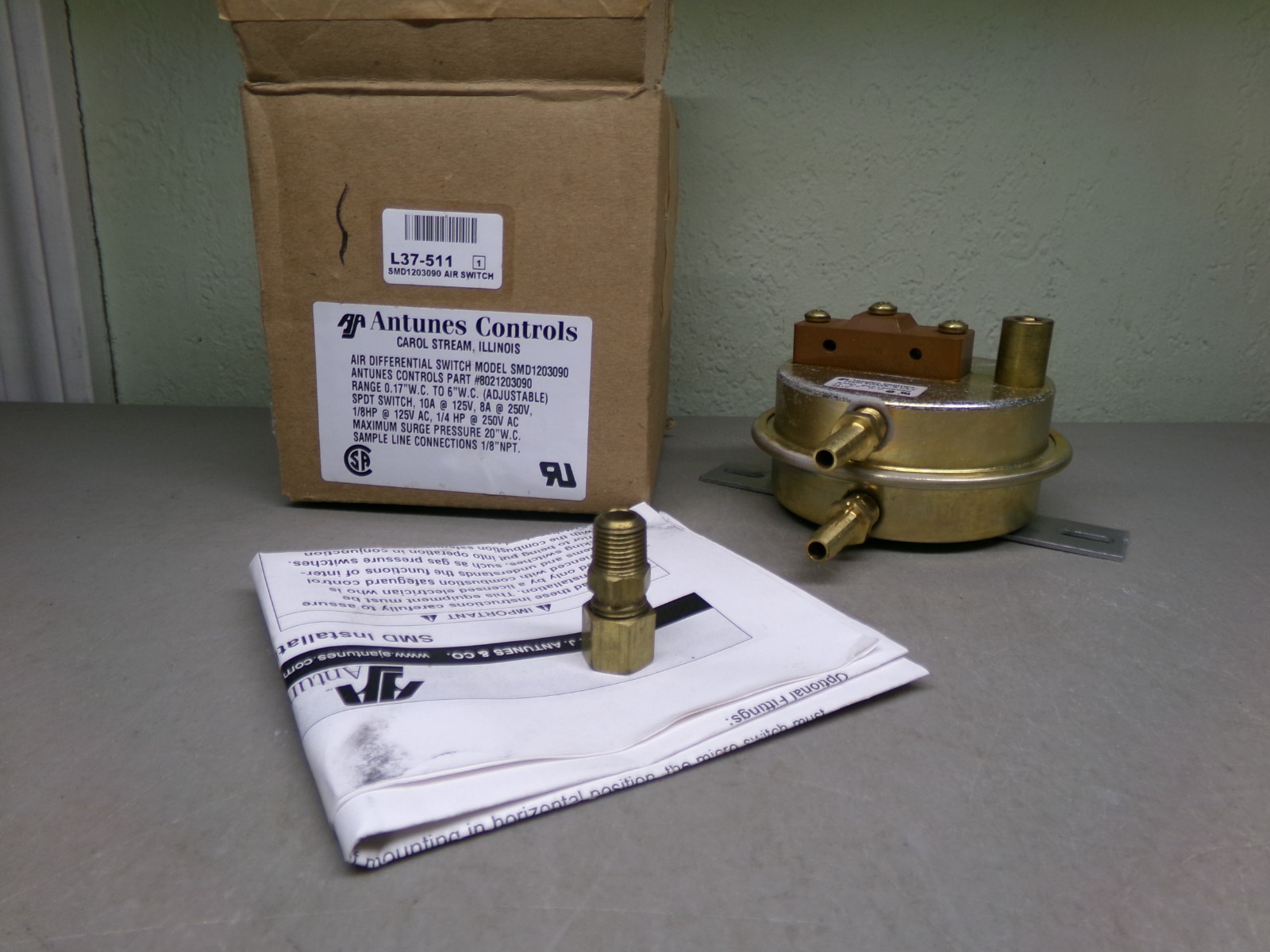 ANTUNES CONTROLS SMD1203090 AIR PRESSURE SWITCH