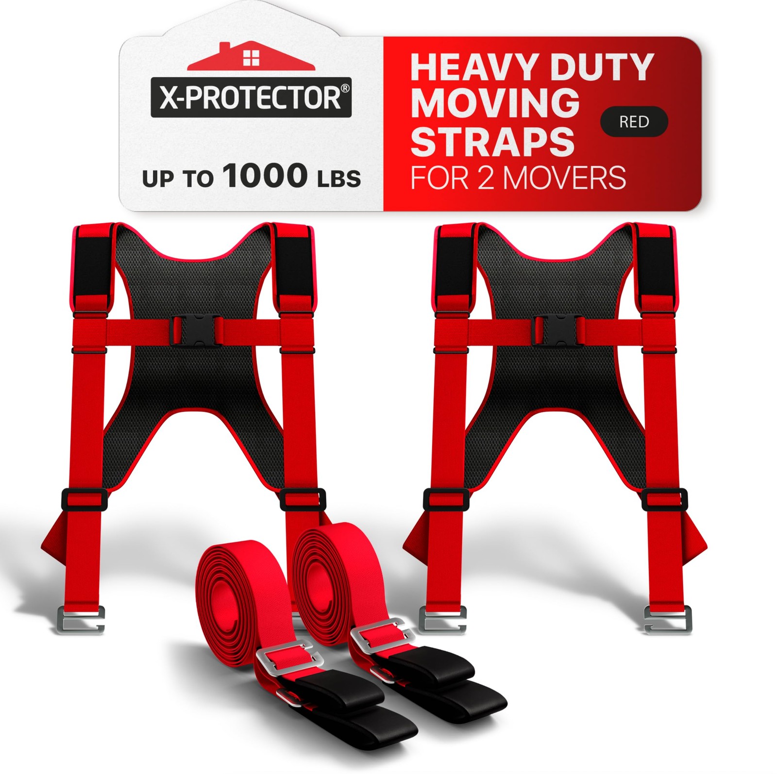 X-Protector Moving Straps - 2 Pairs - Red Lifting for 2 Standard,