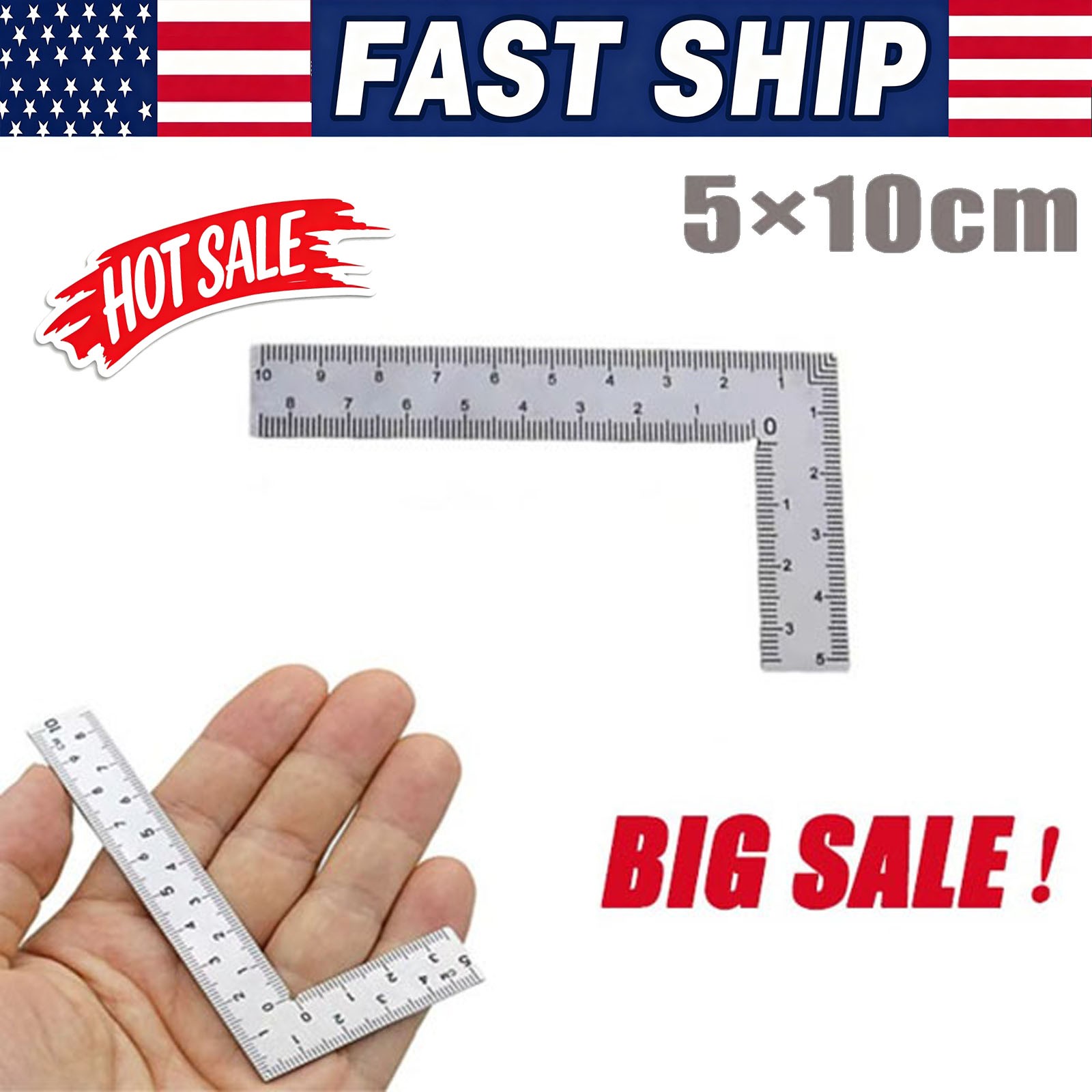 Stainless Steel L Shape Square Ruler Small Measuring Layout Tool 2X4 Inch