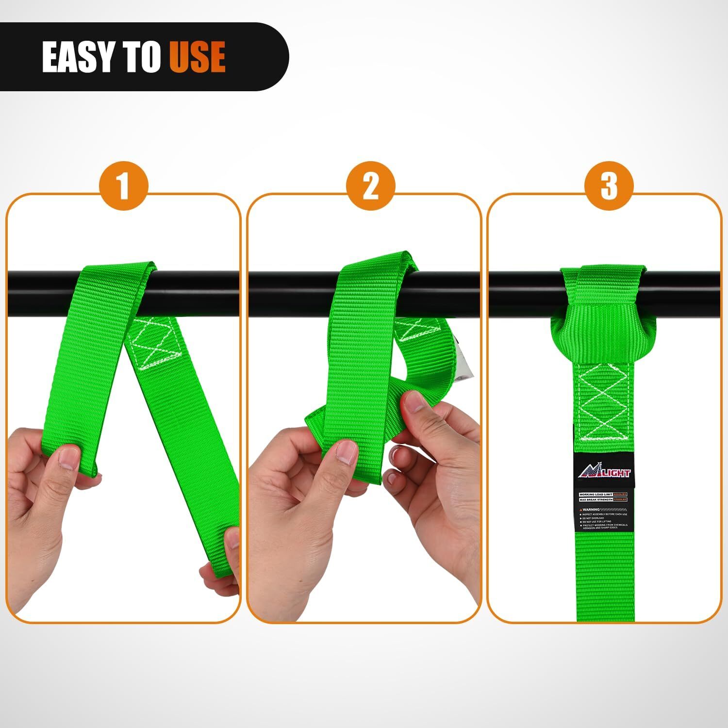 Nilight Motorcycle Tie Down Straps Max Break Strength 12000Lbs Green