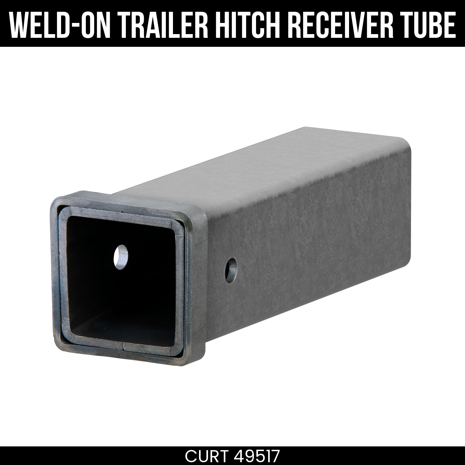 CURT Weld-On Receiver Tube, 3x12 Inch, Raw Steel, 5/8 Pin Hole, Hitch Part 49517