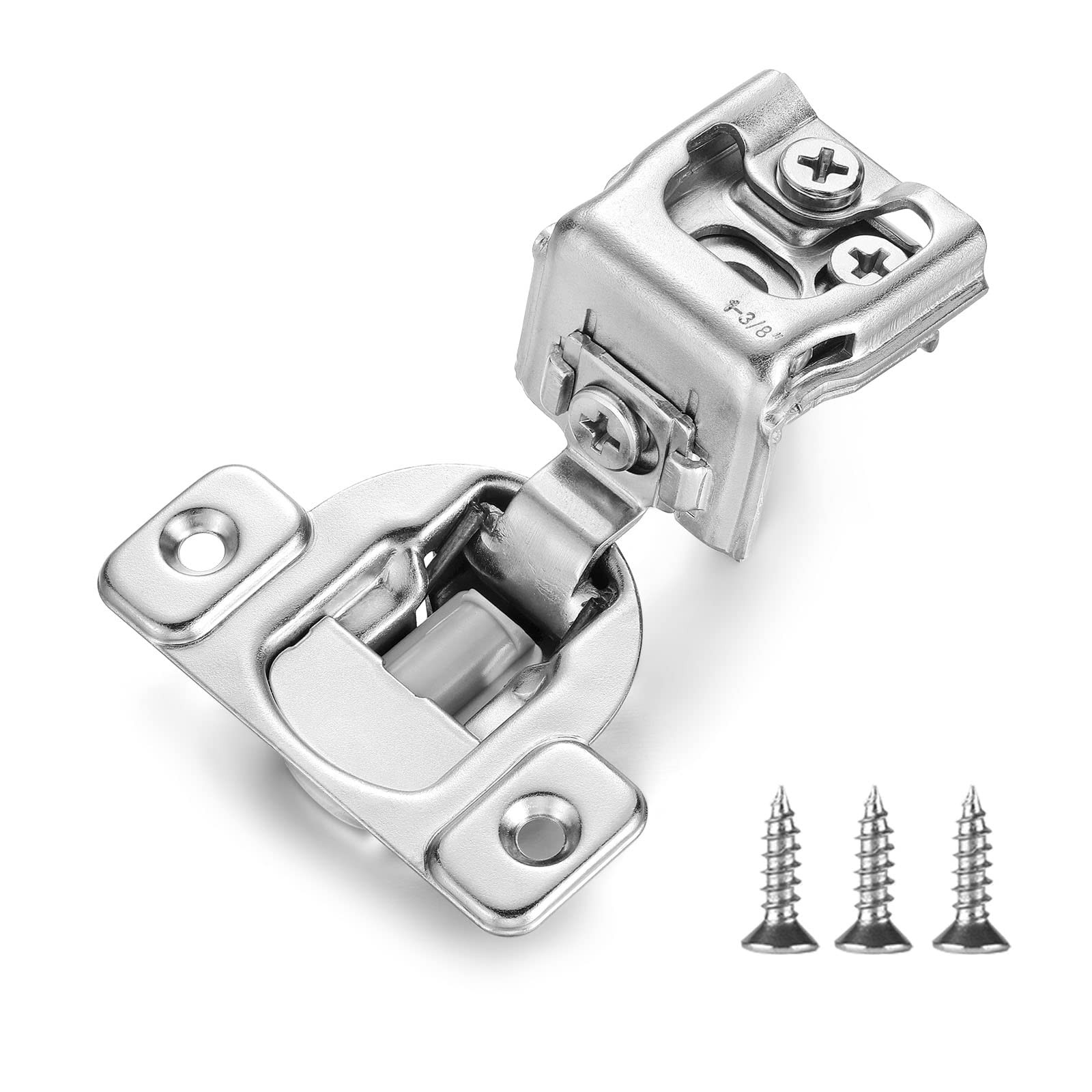 Euro 1-3/8 Inch Overlay Soft Close Cabinet Hinges Brushed Nickel 4 Pack