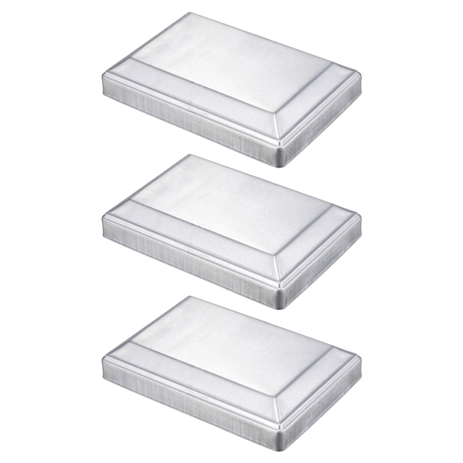 3Pcs Fence Post Cap, Galvanized Deck Post Caps Fit 5.9" x 4" Pipe, Silver