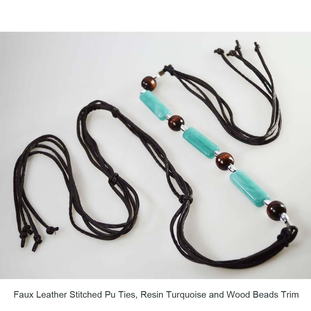 Neotrims Thong Leather PU Cord Trimming,Turquoise & Wood Beads,Crafts,Jewellery