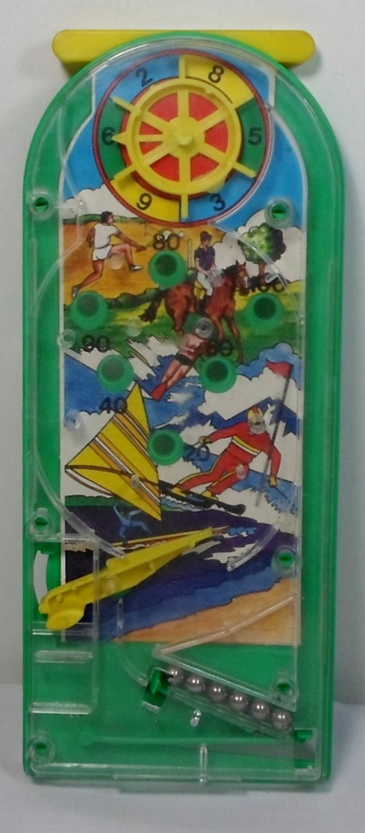 GEORGE TOYS VTG 80's PLASTIC 11'' MINI PINBALL HAND HELD GAME MADE IN GREECE