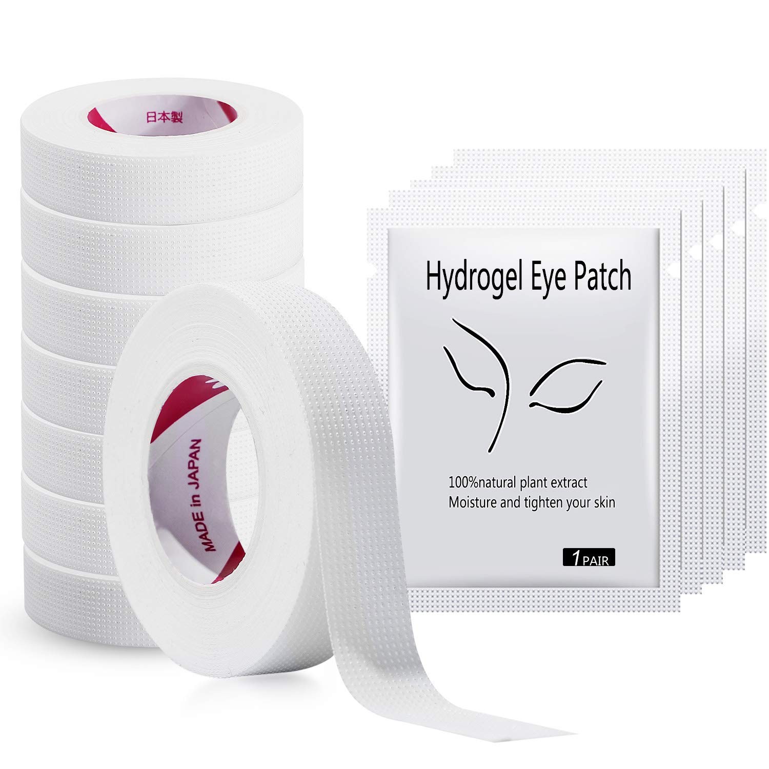 JASSINS 8 Rolls Eyelash Tape, Adhesive Fabric Tapes, White