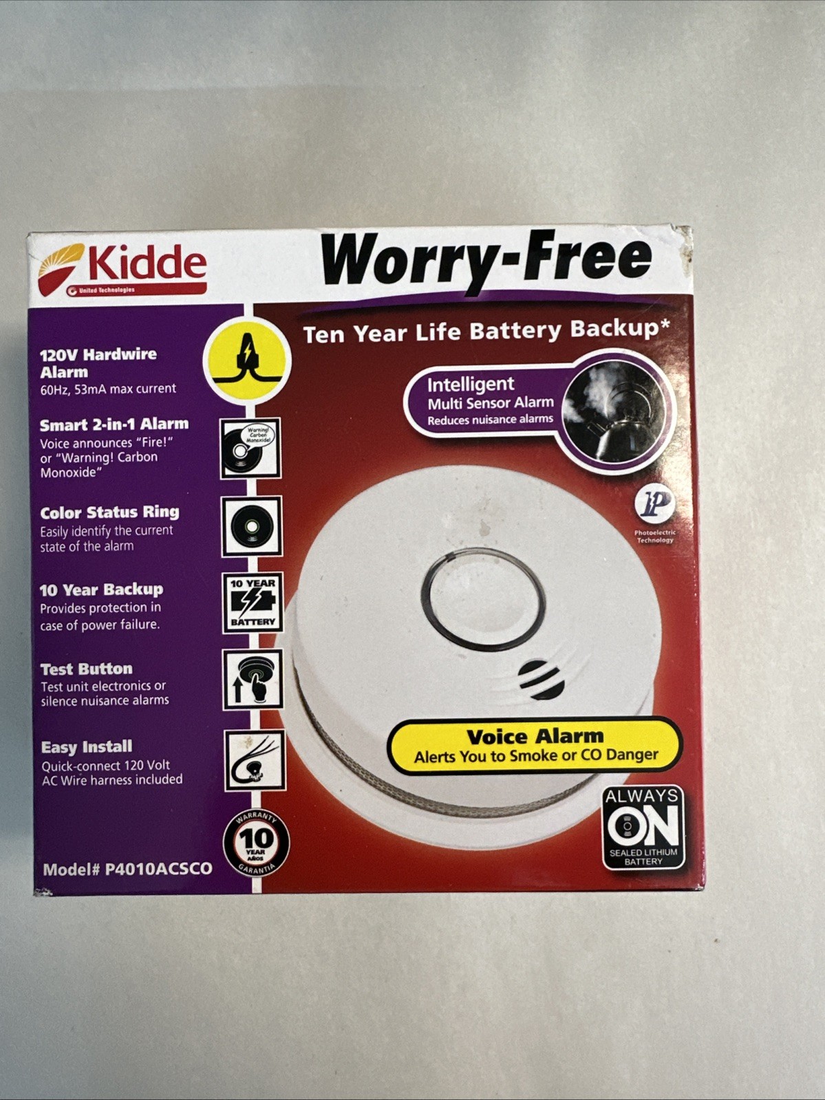 kiddie smoke alarms Combo Fire And Carbon With Voice Alarm. Sealed Lithium