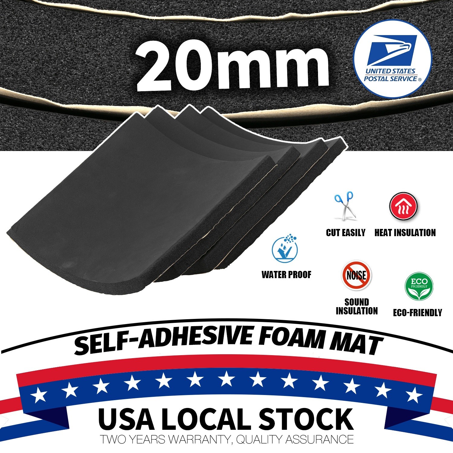 Self-Adhesive Neoprene Foam Sheet 20MM - for Cars, Furniture, Speakers & Crafts