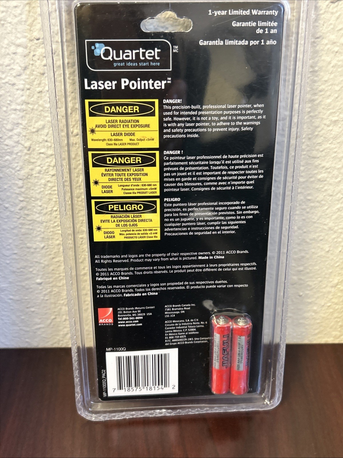 Quartet Laser Pointer, Projects 1500 ft, Black MP-1100Q