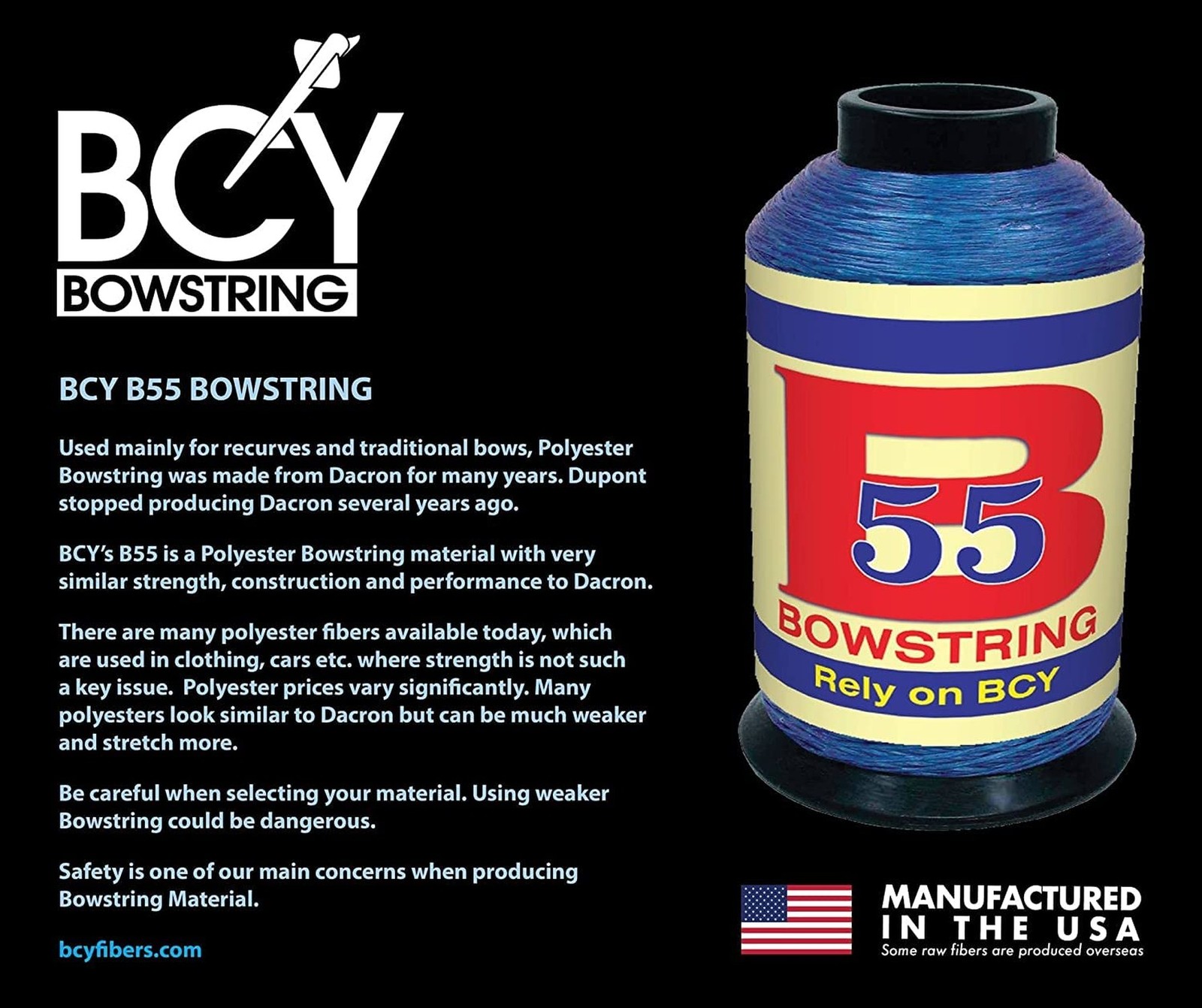 BCY B55 Bowstring Material Gunmetal 1/4 lb.