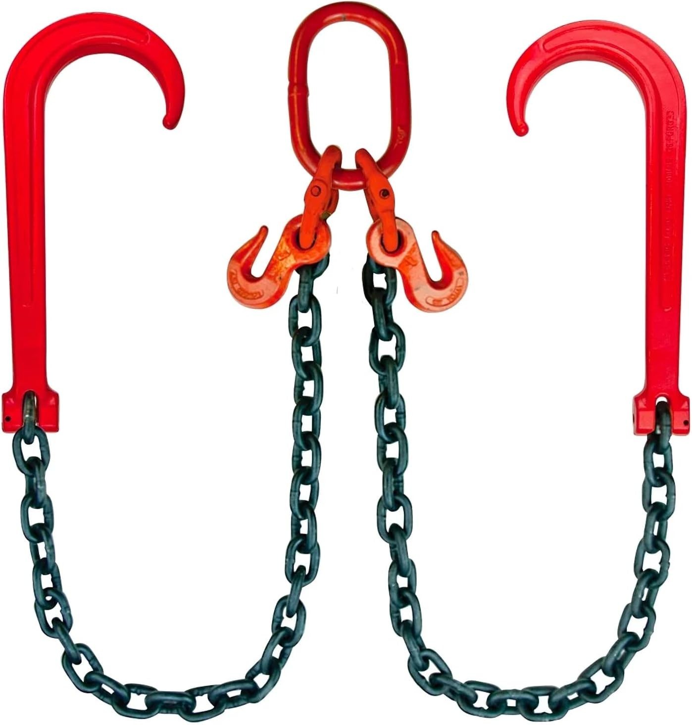 VULCAN G80 Alloy Towing Chain Bridle 3/8" x 48" w/15" Towing J-Hook 12000lb Safe
