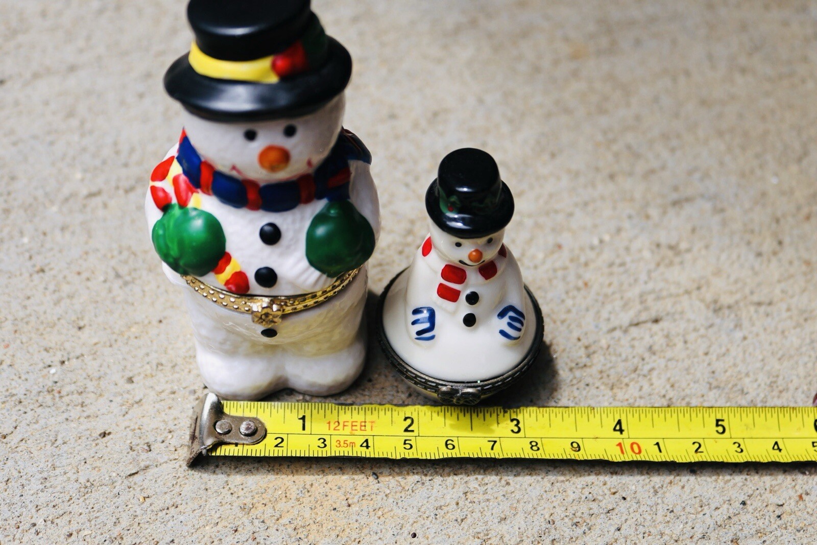 Two Mini Snowman Trinket Boxes