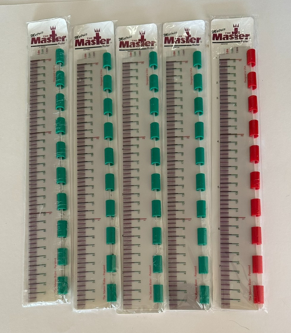 The Master Metric 3-In-1 Plastic Ruler: dm cm mm Colored Set of 5