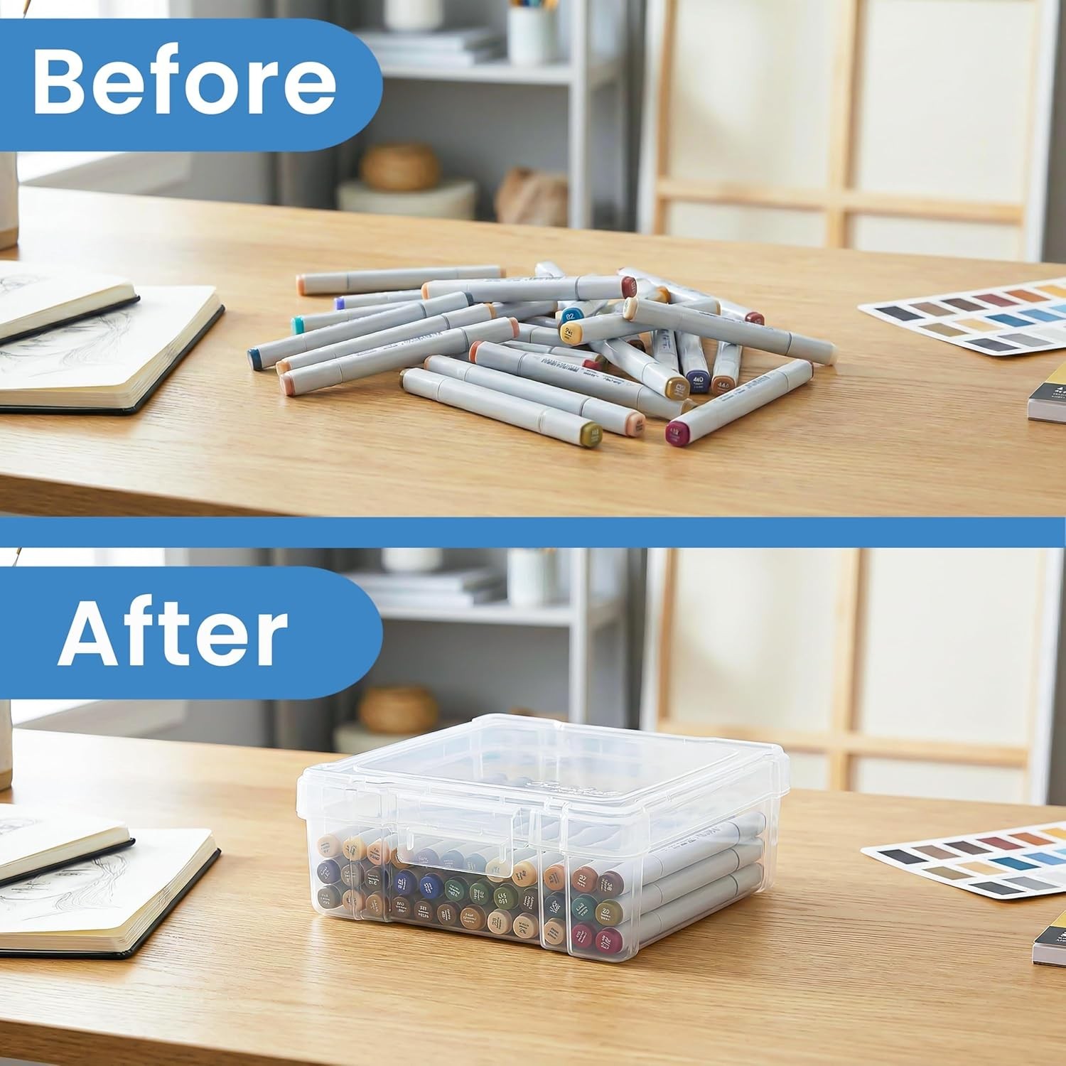 Effortless Organization: ClearView 6" x 6" Stackable Art Supply Storage Box
