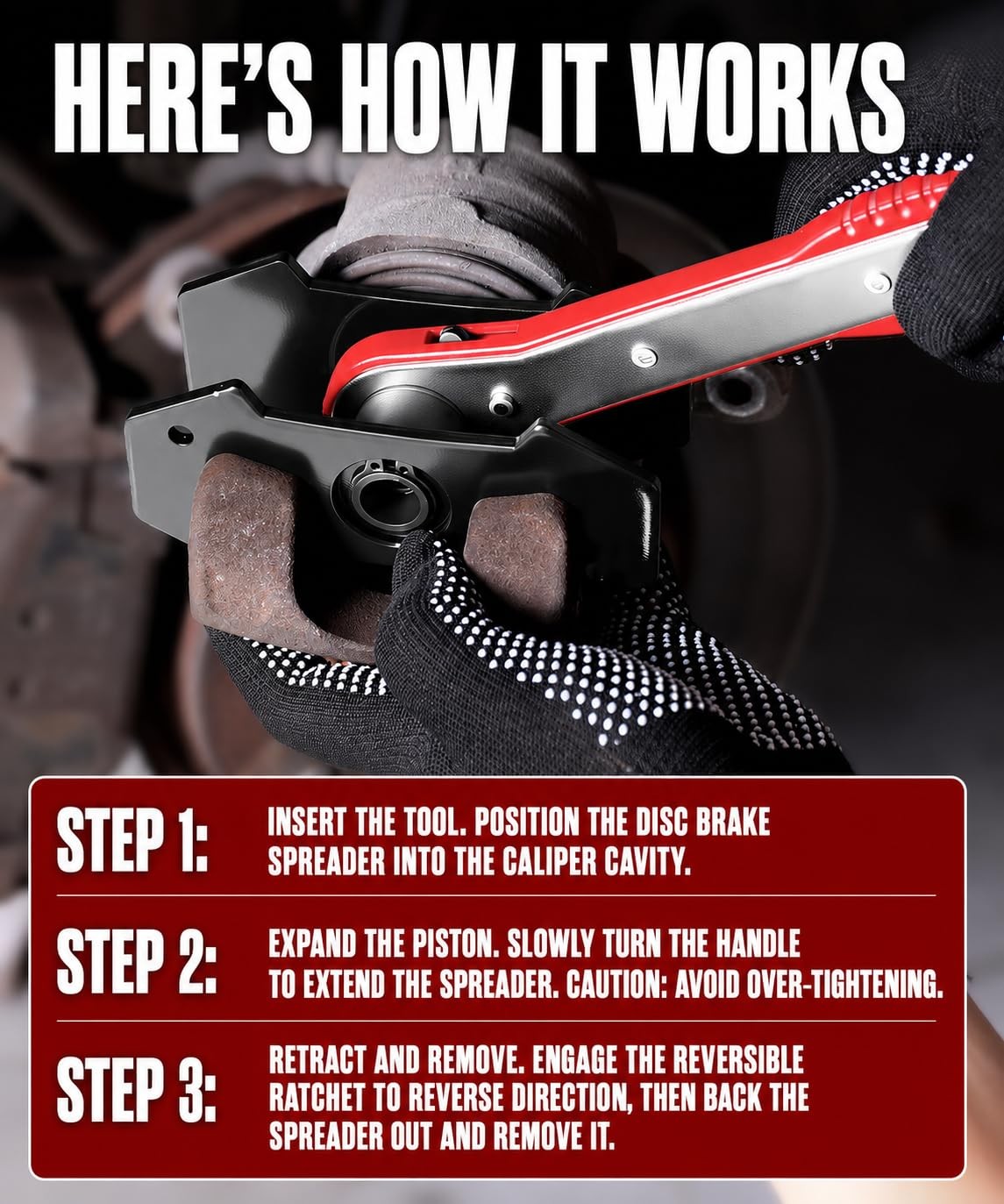 Brake Tools, Caliper Compression Tool,360° Swing Ratchet Switch Red