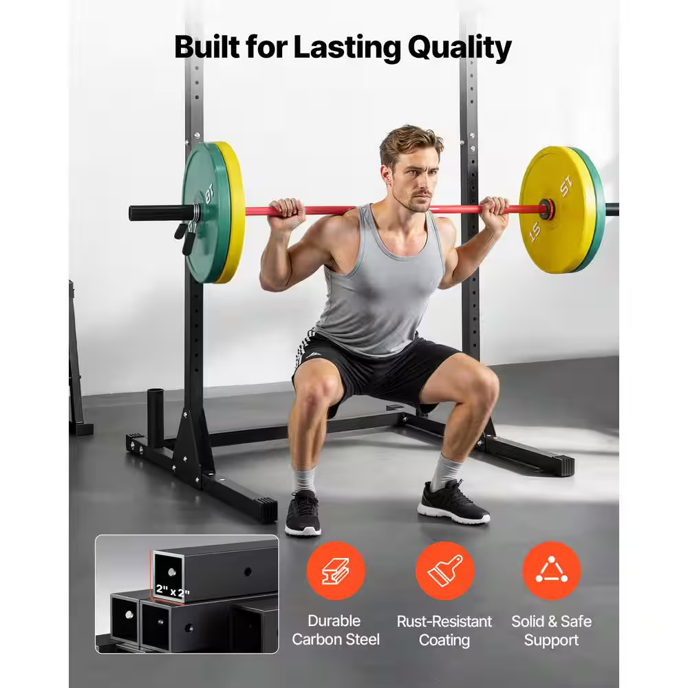 Power Cage Squat Rack, 800LBS. Strength Training Workout Home Gym, Multifunction