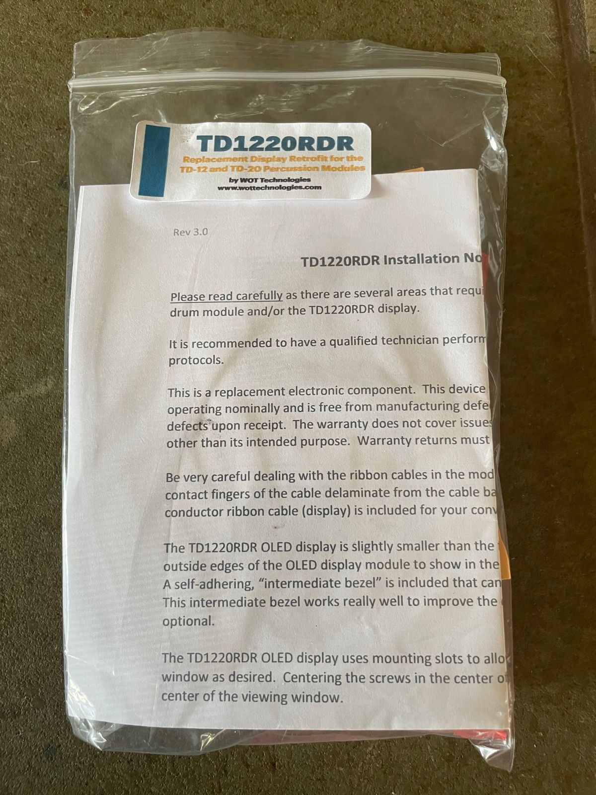 Wot Tech replacement OLED lcd for Roland td-20 td-12 drum modules
