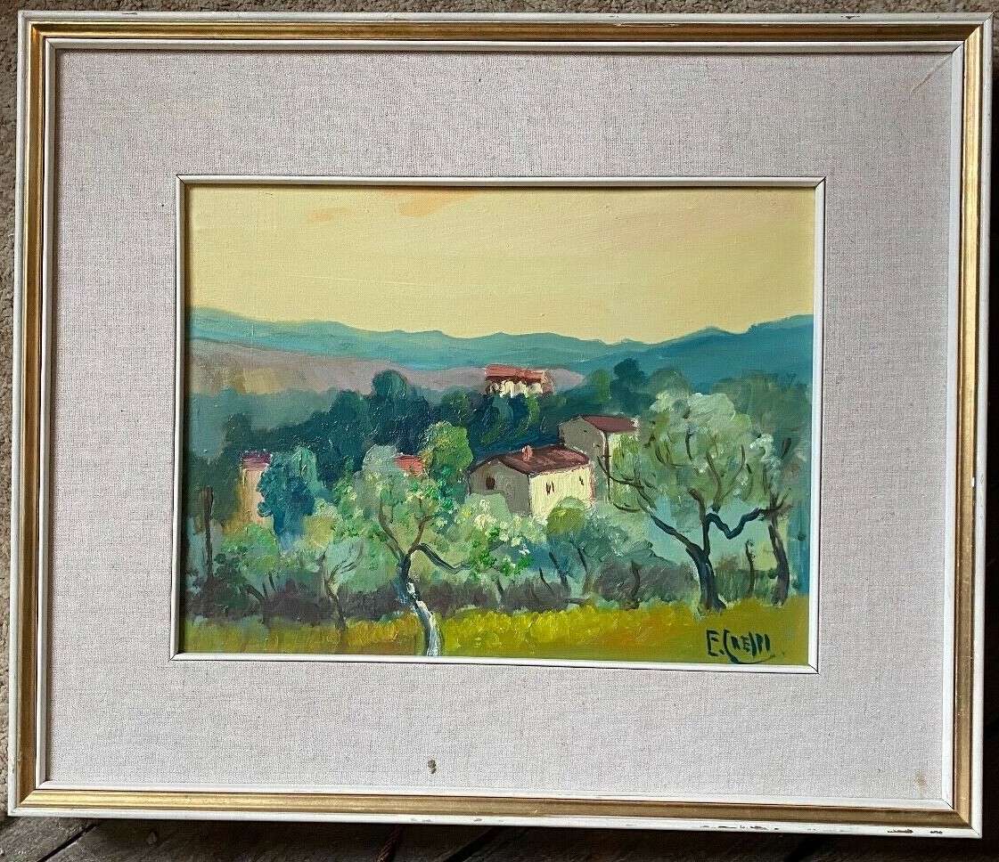 ::VILLAS IN MEDITERRANEAN LANDSCAPE °SPAIN FRANCE °SOUTH OIL PAINTING FRAME