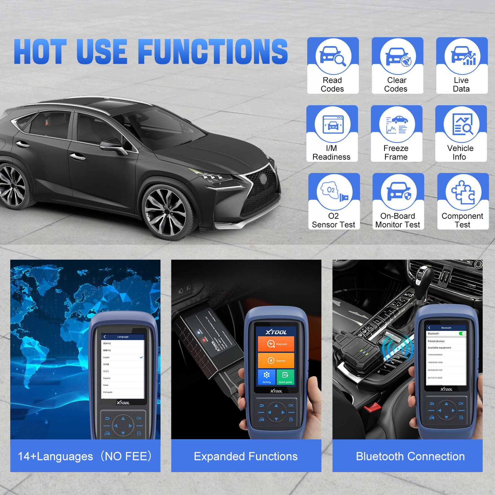 XTOOL A30 PRO Full OBD2 Diagnostic Scanner K!ey Coding ABS SAS Full System Scan