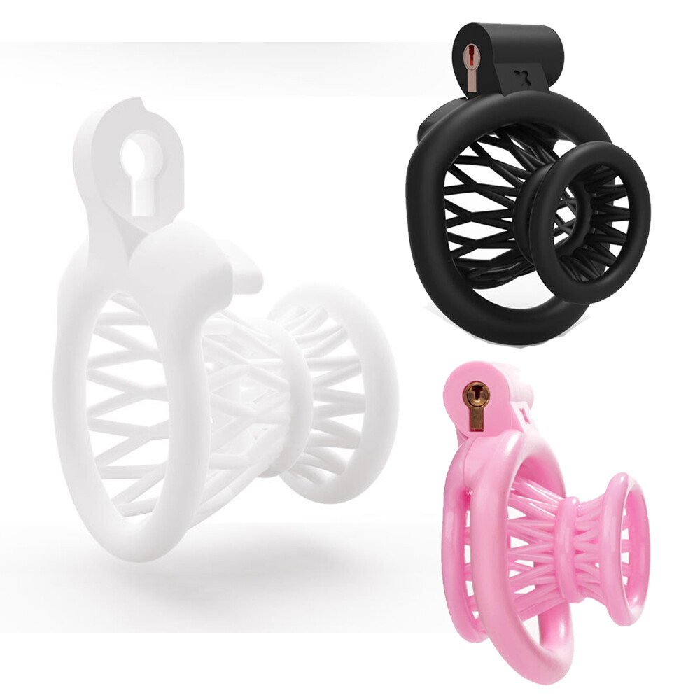 Resin Male Chastity Device Inverted Cage for Men Locking Belt with 4 Rings US