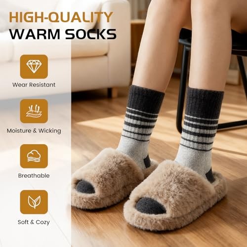 Clothirily Wool Socks for Women, Thermal Warm Womens Multicolor A, 5 Pairs