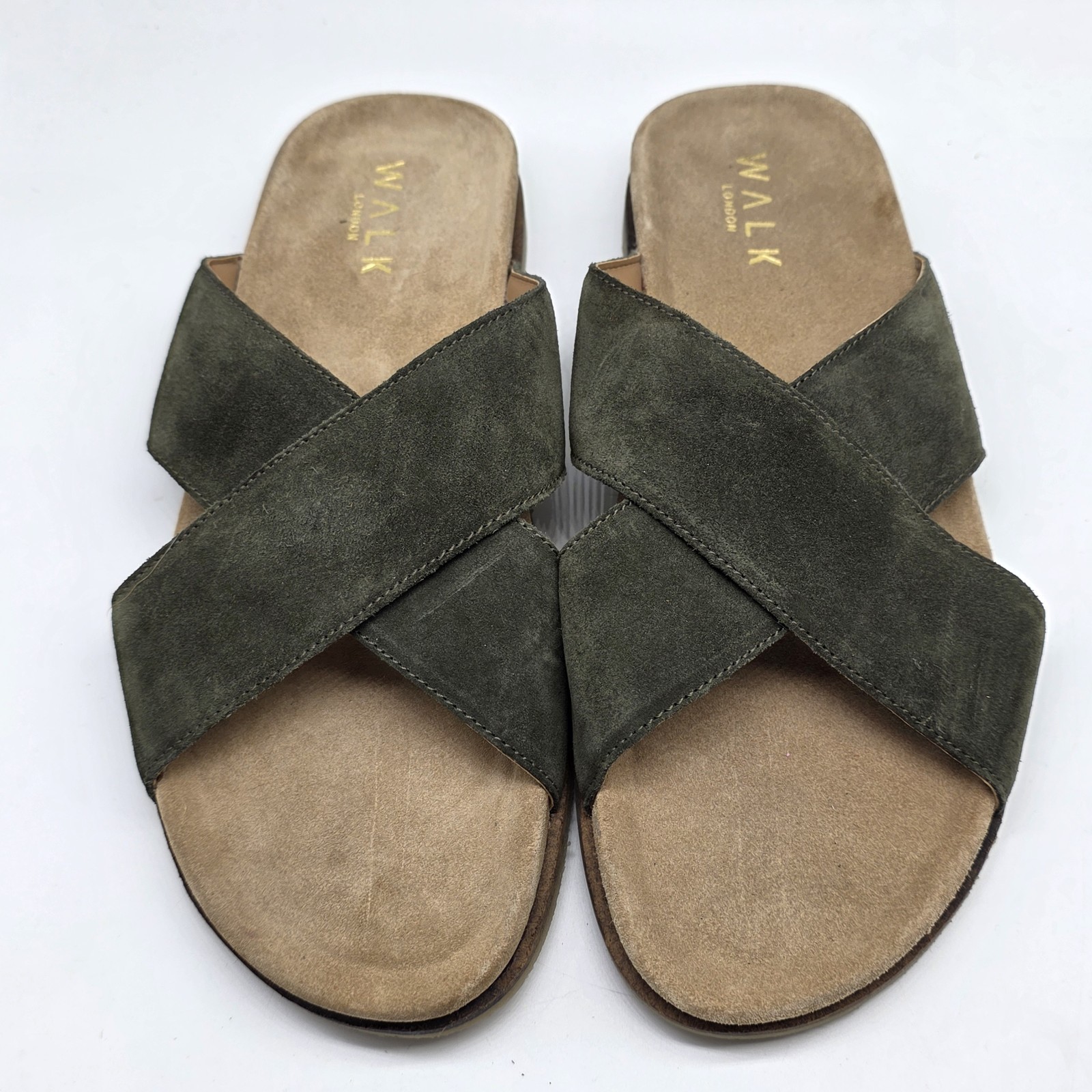 Walk London Fisher cross over sandals Green Suede Men's 11 UK 10 (Women 12)