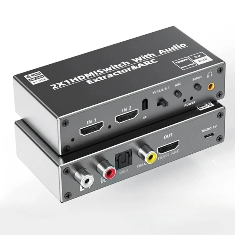 HDMI Switch With Audio Extractor In Black Offers R/L Toslink Audio Outputs