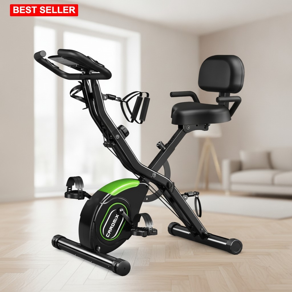 Exercise Bike 16-Level Magnetic Resistance Stationary Folding Indoor Workout ...