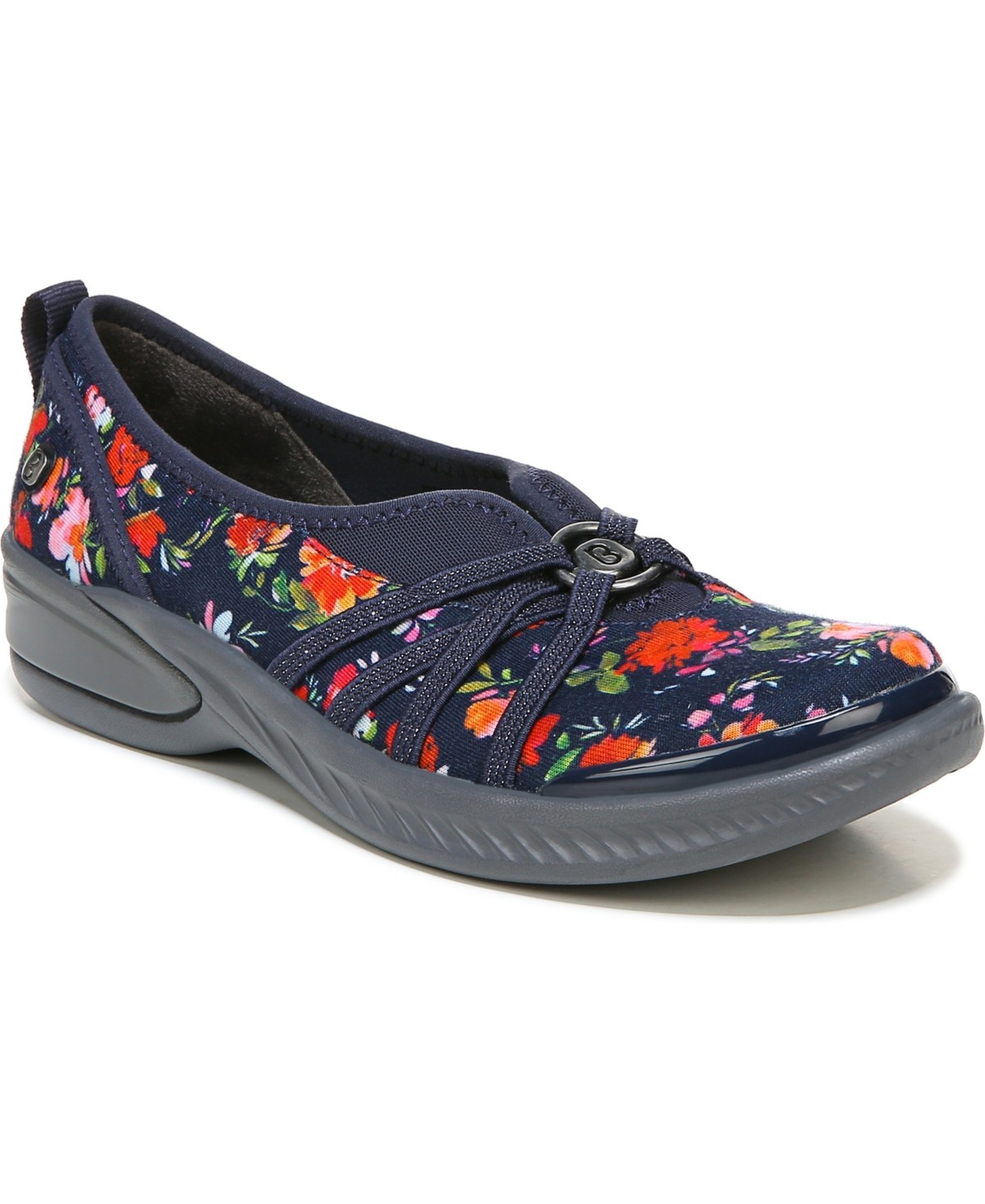 Bzees For LifeStride Niche Women's 6.5 Navy Floral Slip-On Casual Shoes HTAT145