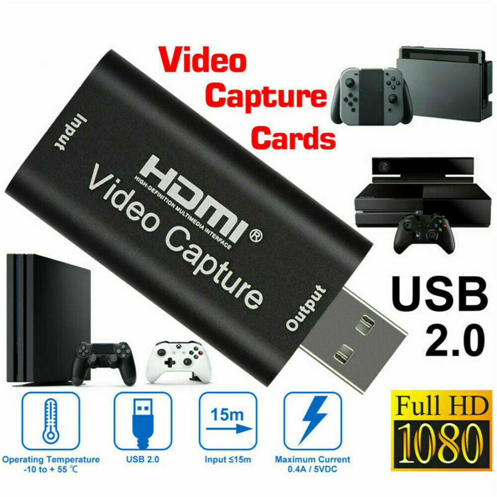 HDMI to USB Video Capture Card 1080P Recorder Phone Game Video Live Streaming US
