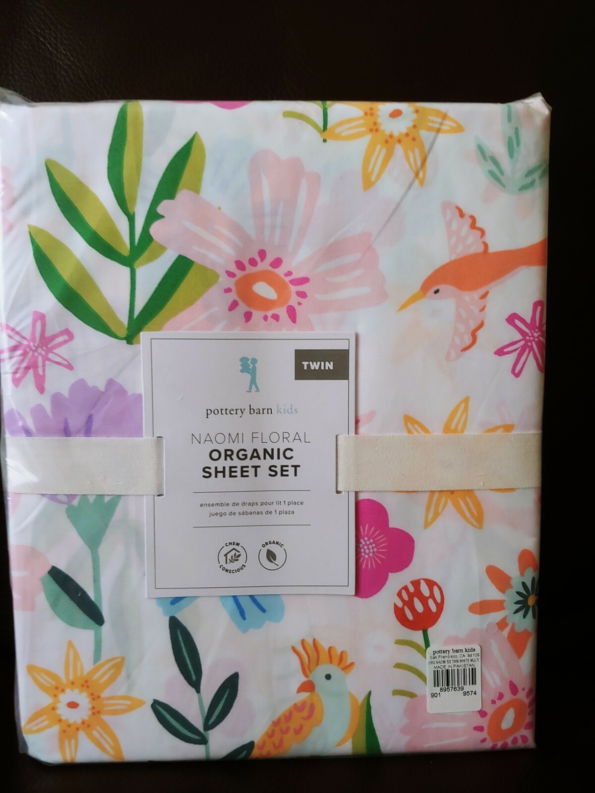 Pottery Barn Kids NAOMI Floral Percale Twin Sheet Set bird Multi colors NEW