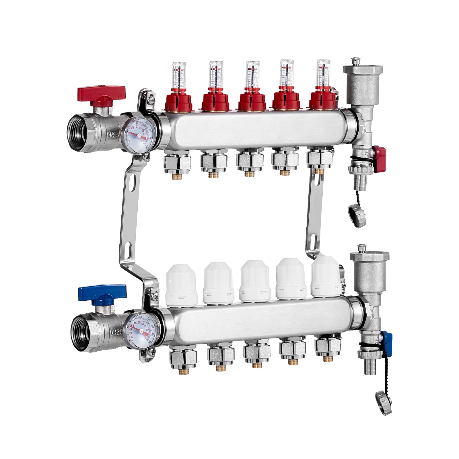 5-Branch Radiant Heat Manifold 1/2" PEX Tubing Floor Heating Manifold Set