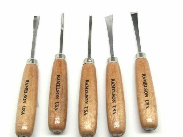 Ramelson Beginners Wood Carving Hand Chisel Set Kit 5pc Gunsmith Tools 106