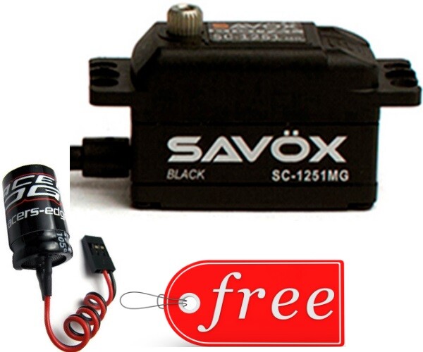 Savox SC1251MG-BE Black Edition Low Profile Digital Servo + FREE Glitch Buster