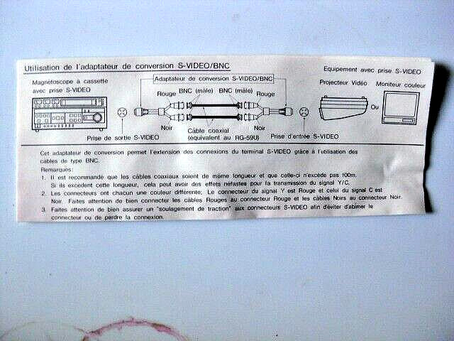 PANASONIC ET-100YC PROFESSIONAL VIDEO CONVERSION CABLE (SVIDEO/BNC Y/C SPLIT)