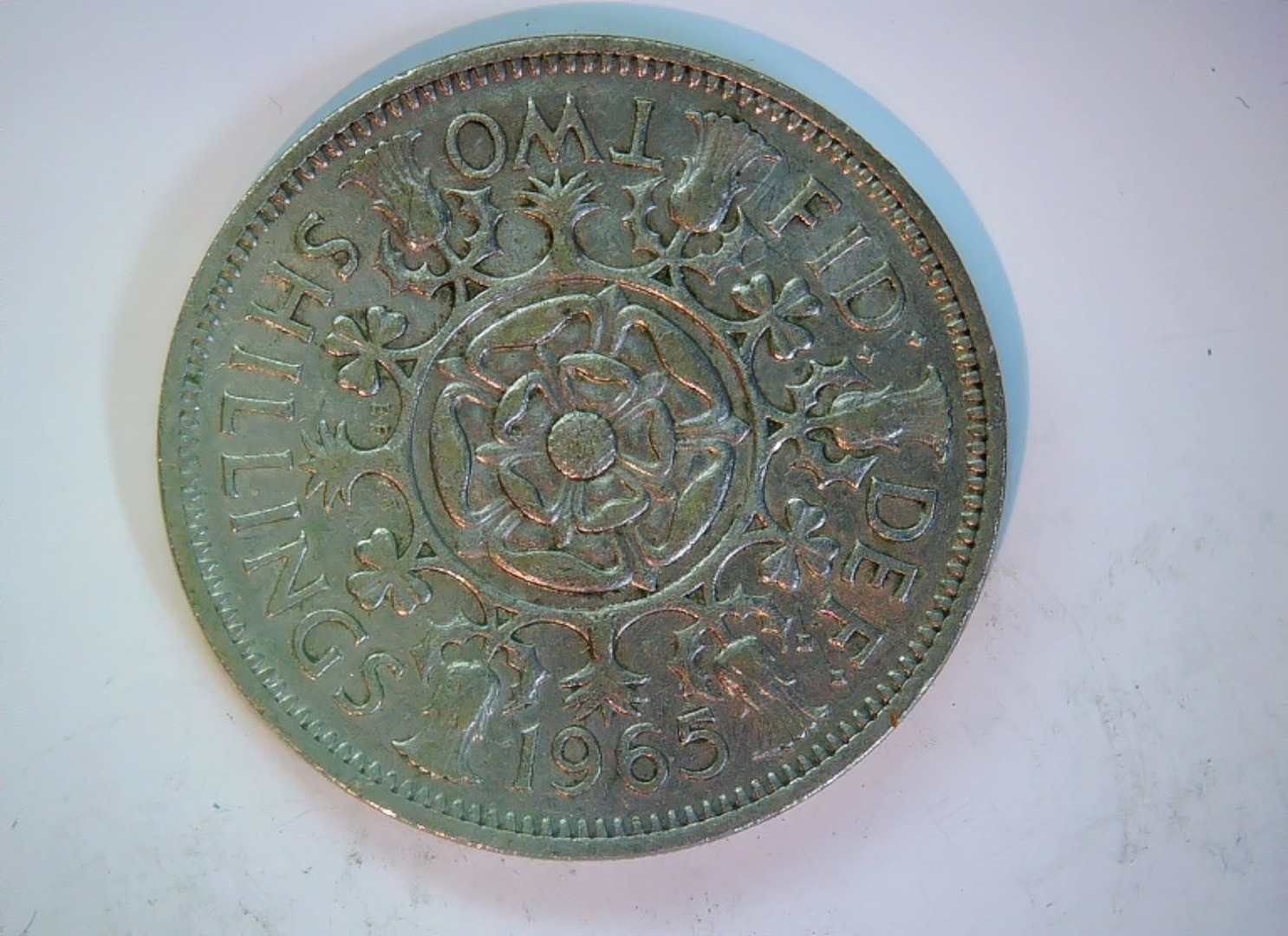 UK 1965 Two Shillings Florin (Elizabeth II; English rose reverse) Coin